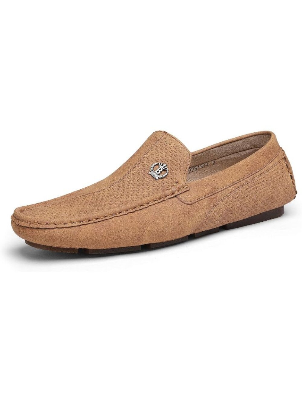 Bruno Marc Men's Tan Round Toe Slip On Faux Leather Casual Moccasins Loafers